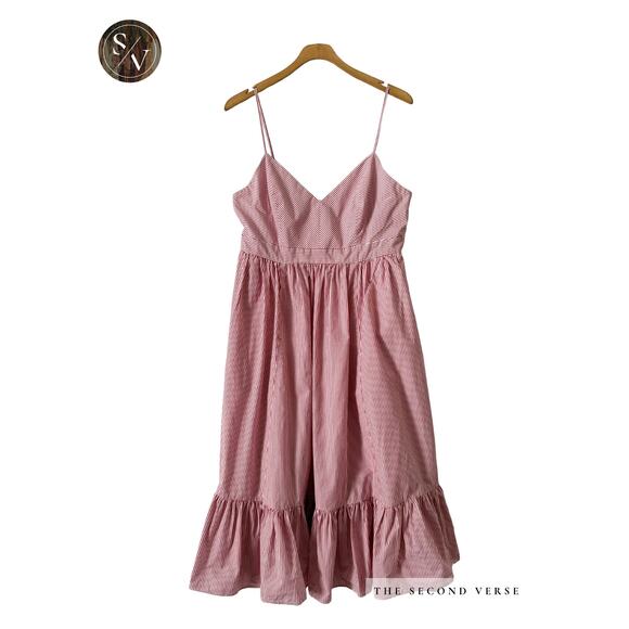 J. CREW Dresses & Skirts - J. Crew Spaghetti Strap Stripe Red White Dress Size 10